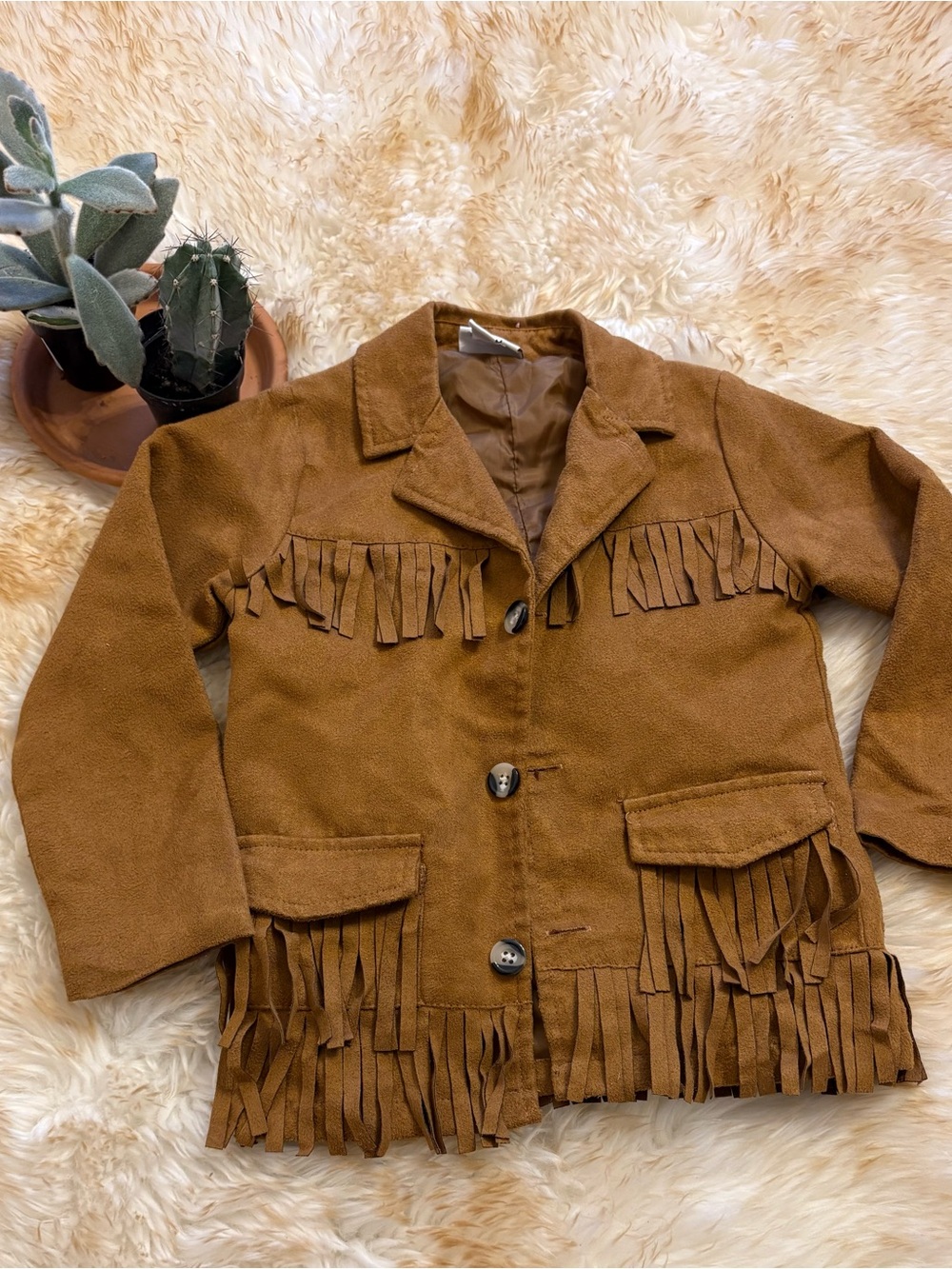4T faux suede fringe jacket western ranch cowgirl cowboy frontier